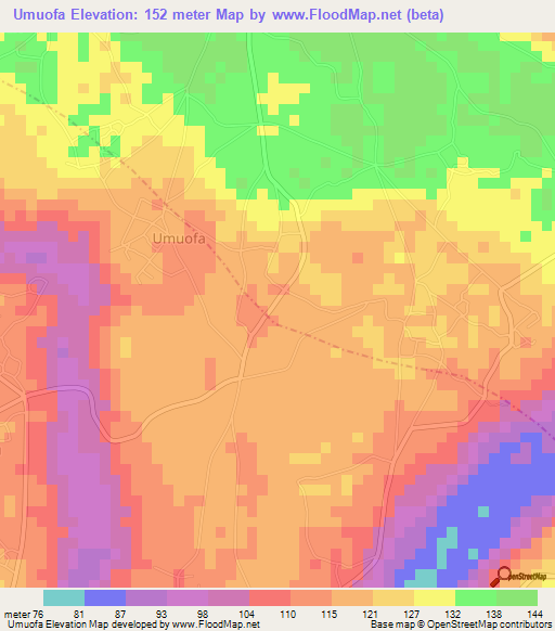 Umuofa,Nigeria Elevation Map