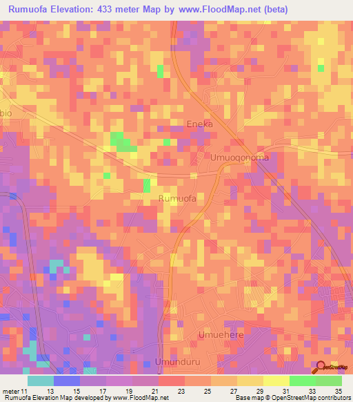 Rumuofa,Nigeria Elevation Map