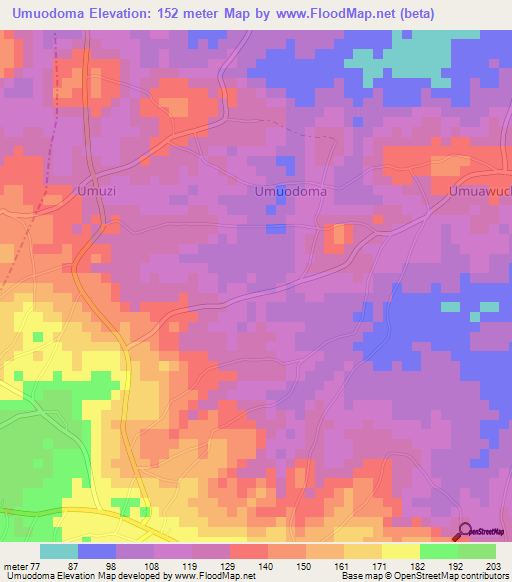 Umuodoma,Nigeria Elevation Map