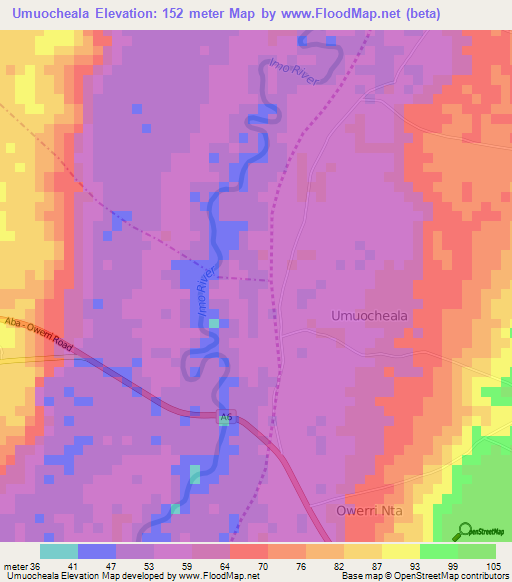 Umuocheala,Nigeria Elevation Map