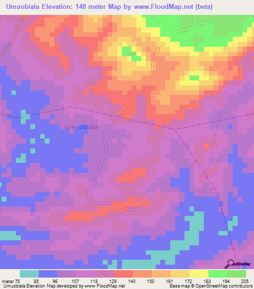 Umuobiala,Nigeria Elevation Map