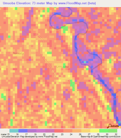 Umuoba,Nigeria Elevation Map