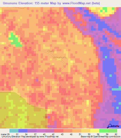 Umununu,Nigeria Elevation Map