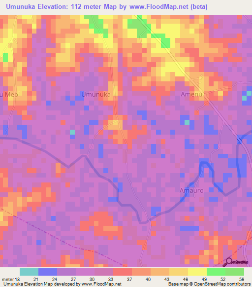 Umunuka,Nigeria Elevation Map