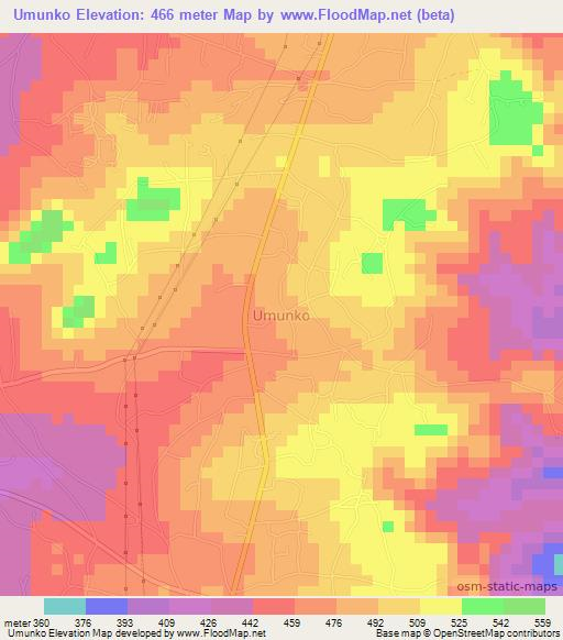 Umunko,Nigeria Elevation Map