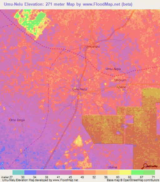 Umu-Nelu,Nigeria Elevation Map