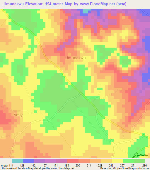 Umunekwu,Nigeria Elevation Map