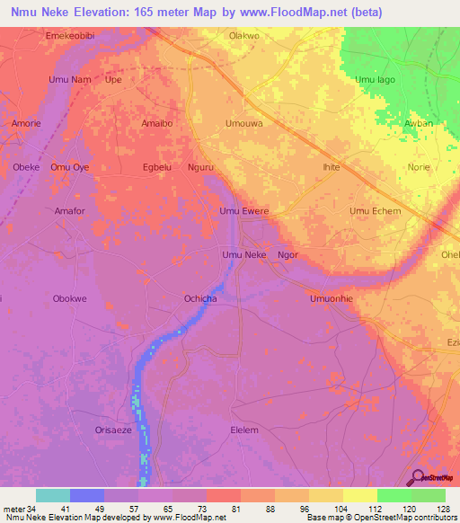 Nmu Neke,Nigeria Elevation Map