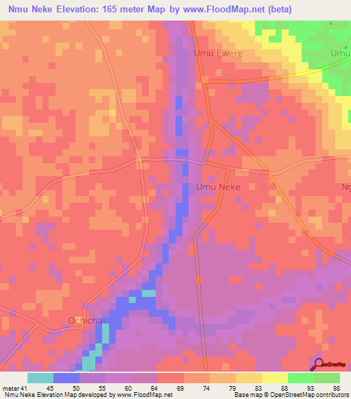 Nmu Neke,Nigeria Elevation Map