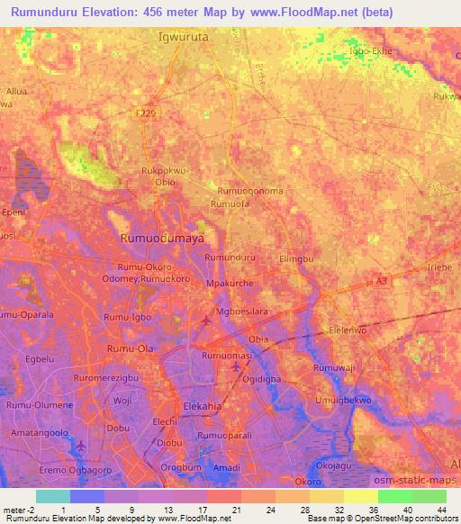 Rumunduru,Nigeria Elevation Map