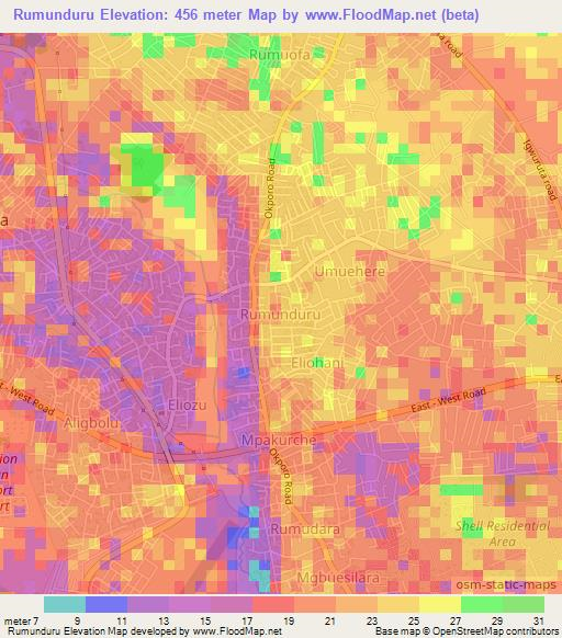 Rumunduru,Nigeria Elevation Map