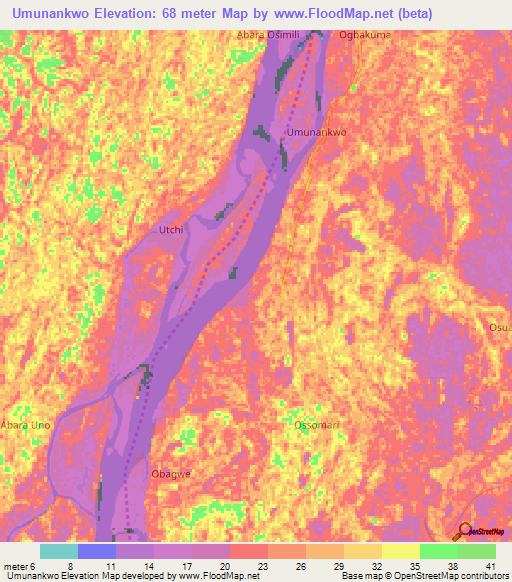 Umunankwo,Nigeria Elevation Map