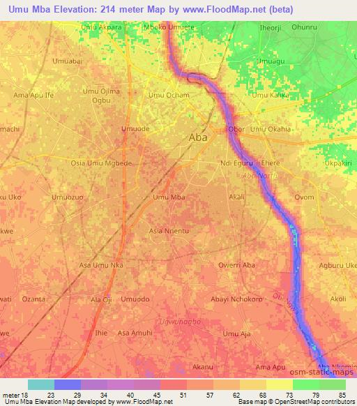 Umu Mba,Nigeria Elevation Map