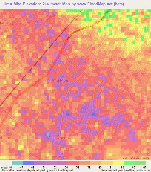 Umu Mba,Nigeria Elevation Map