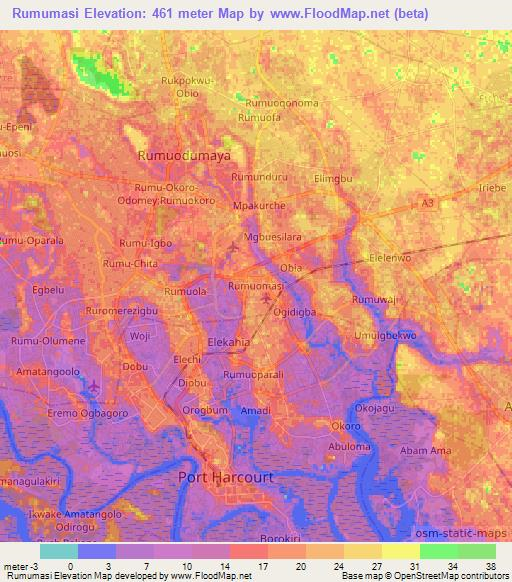 Rumumasi,Nigeria Elevation Map