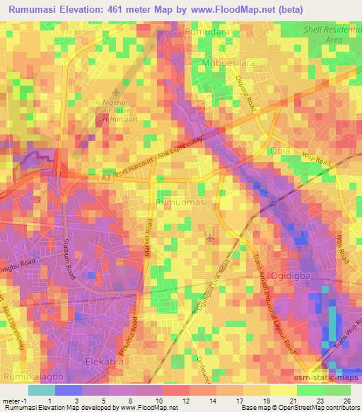 Rumumasi,Nigeria Elevation Map