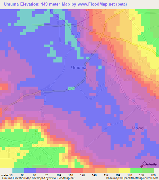 Umuma,Nigeria Elevation Map