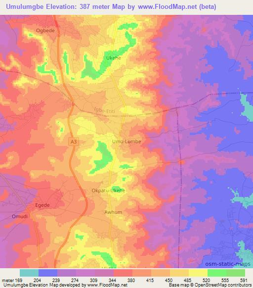 Umulumgbe,Nigeria Elevation Map