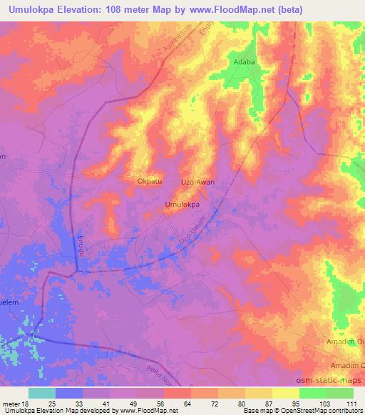 Umulokpa,Nigeria Elevation Map