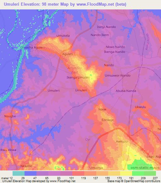 Umuleri,Nigeria Elevation Map