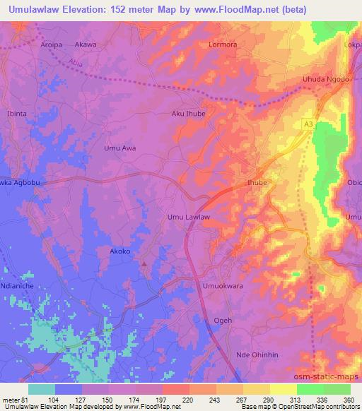 Umulawlaw,Nigeria Elevation Map