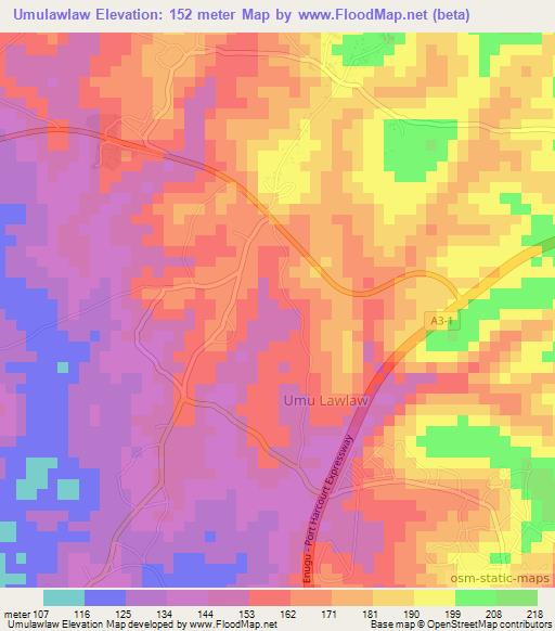 Umulawlaw,Nigeria Elevation Map