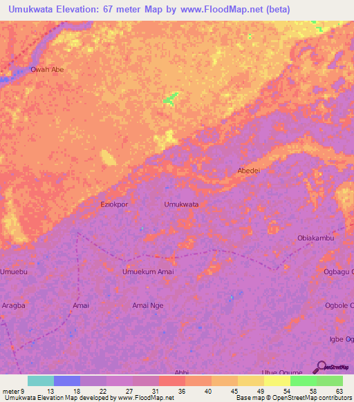 Umukwata,Nigeria Elevation Map