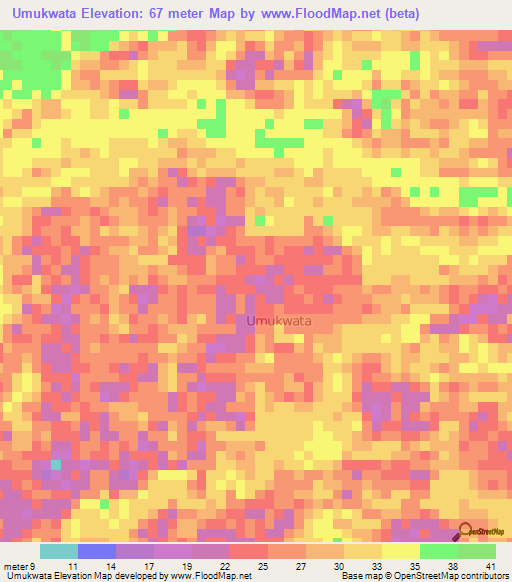 Umukwata,Nigeria Elevation Map