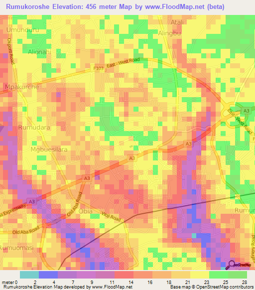 Rumukoroshe,Nigeria Elevation Map