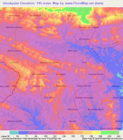 Umukpube,Nigeria Elevation Map