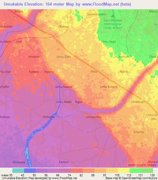 Umukabia,Nigeria Elevation Map