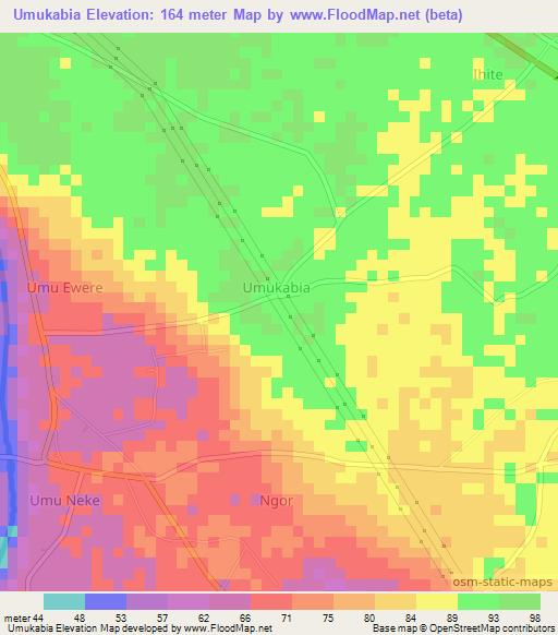 Umukabia,Nigeria Elevation Map