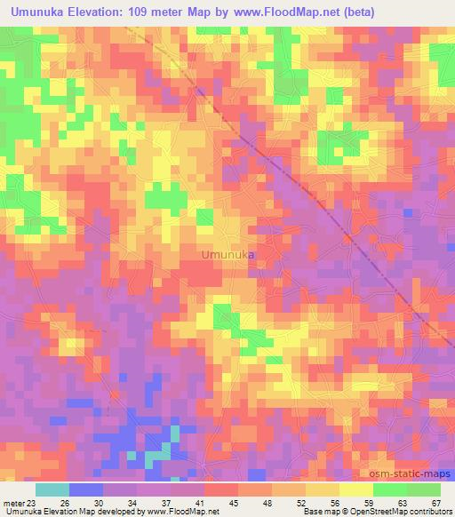 Umunuka,Nigeria Elevation Map