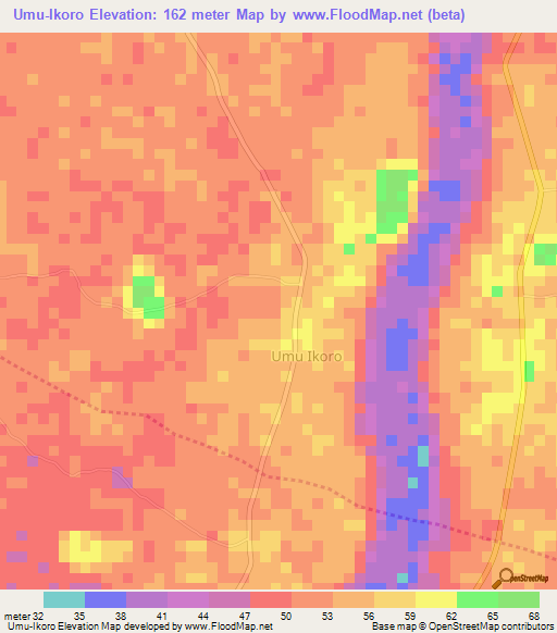 Umu-Ikoro,Nigeria Elevation Map