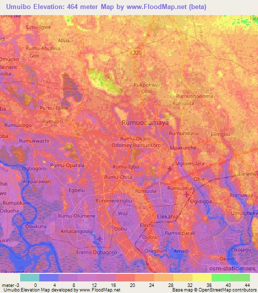 Umuibo,Nigeria Elevation Map