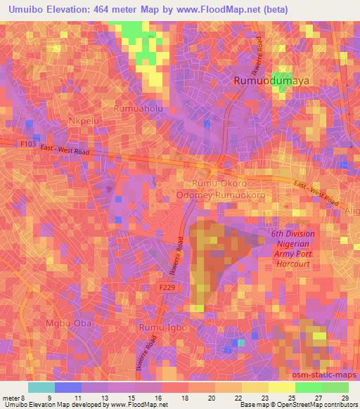 Umuibo,Nigeria Elevation Map