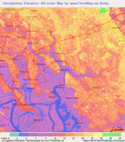 Umuigbekwo,Nigeria Elevation Map