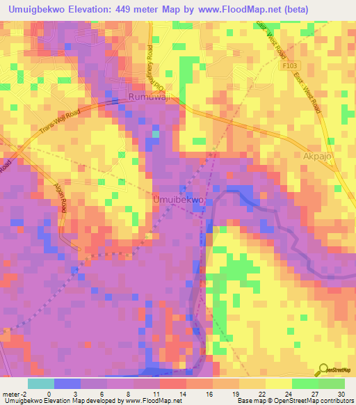 Umuigbekwo,Nigeria Elevation Map