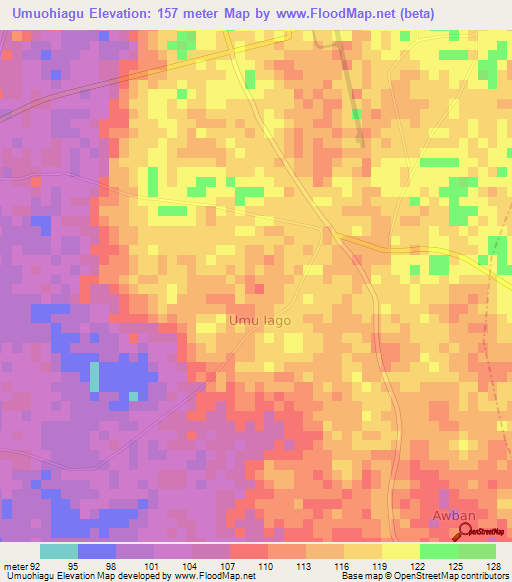 Umuohiagu,Nigeria Elevation Map