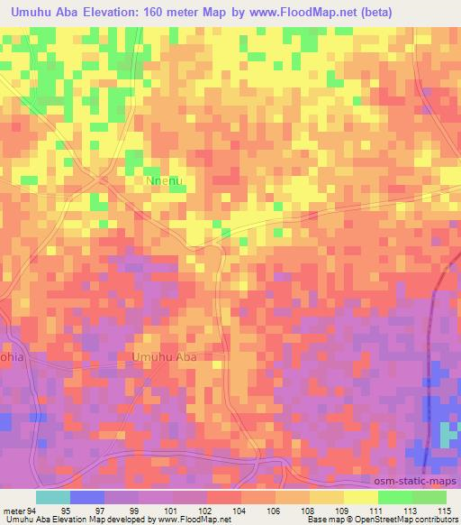 Umuhu Aba,Nigeria Elevation Map