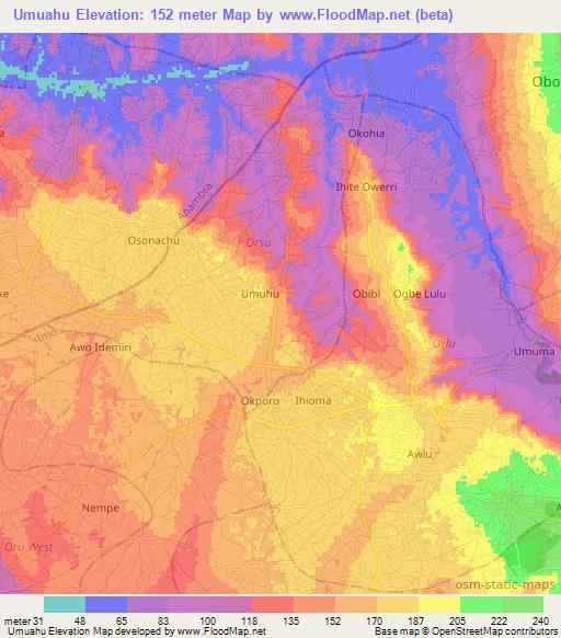 Umuahu,Nigeria Elevation Map