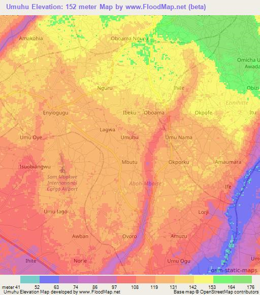 Umuhu,Nigeria Elevation Map