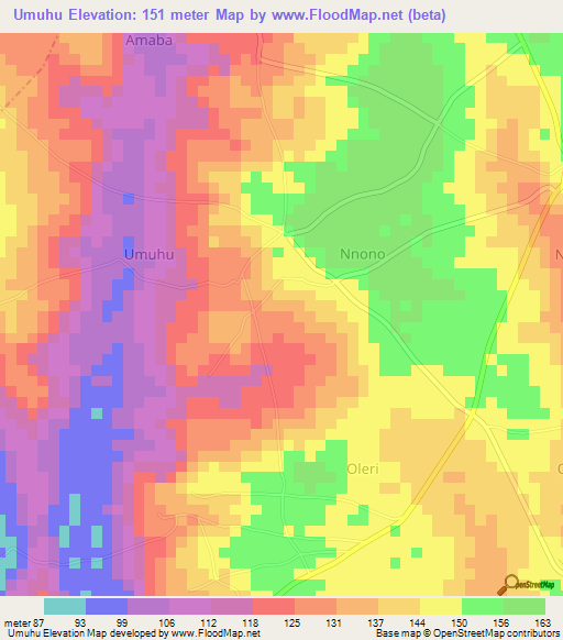 Umuhu,Nigeria Elevation Map