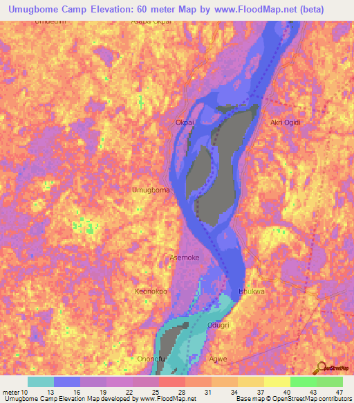 Umugbome Camp,Nigeria Elevation Map