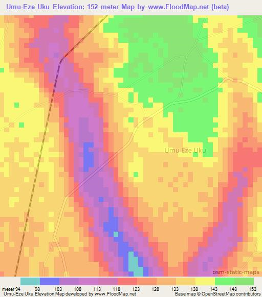 Umu-Eze Uku,Nigeria Elevation Map