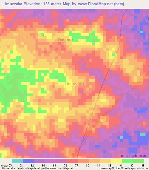 Umuezaka,Nigeria Elevation Map