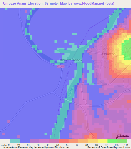 Umueze-Anam,Nigeria Elevation Map