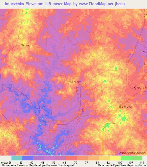 Umuezeaka,Nigeria Elevation Map