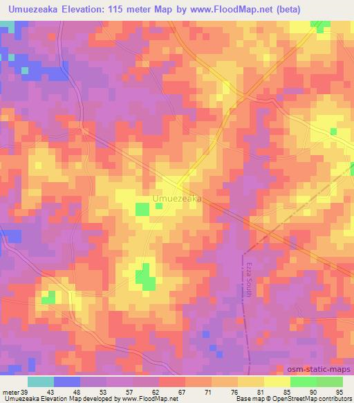 Umuezeaka,Nigeria Elevation Map