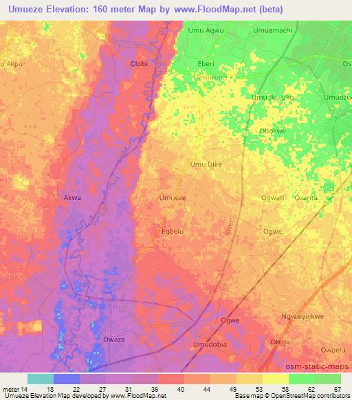 Umueze,Nigeria Elevation Map